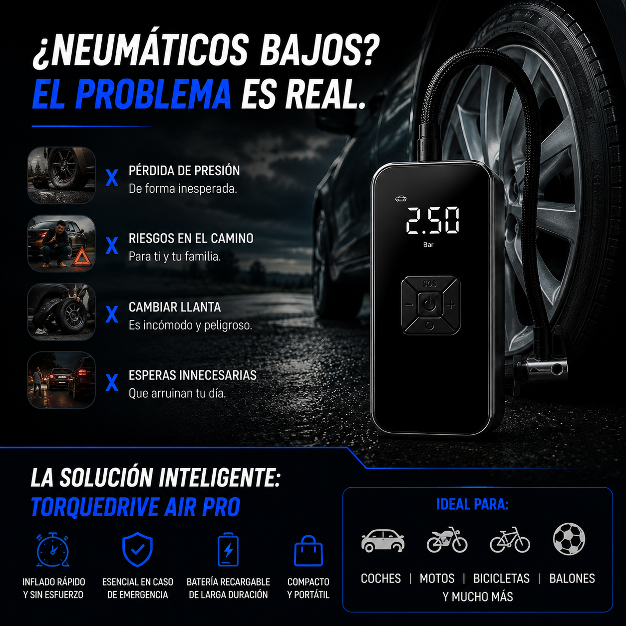 TorqueDrive Air Pro Compresor Portátil Inteligente